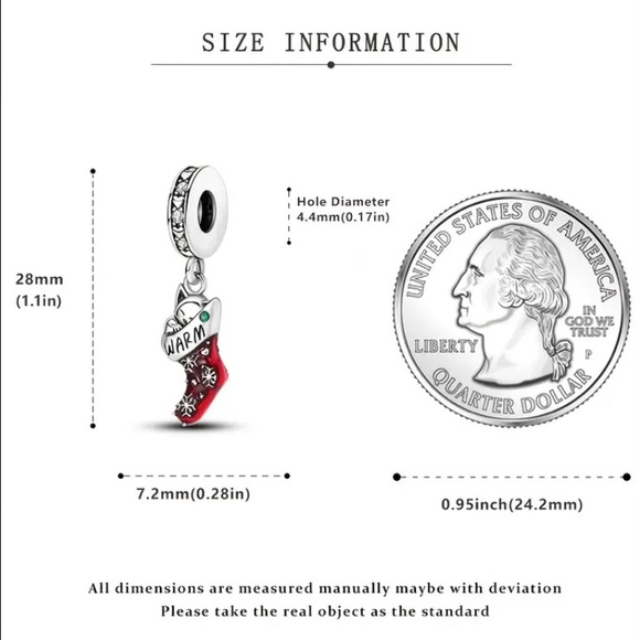 Pandora 925 Silver & Red Christmas Stocking Charm Pendant engraved Warm & Home - Picture 5 of 10